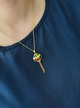 925银镶嵌和田玉碧玉蛋面珐琅吊坠26907