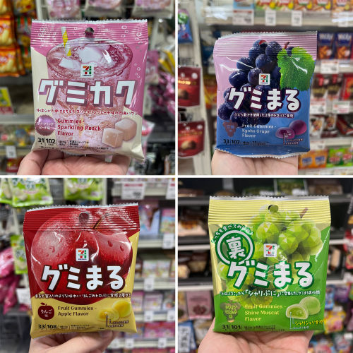 日本进口 711夹心水果软糖葡萄水蜜桃青提苹果多口味休闲零食