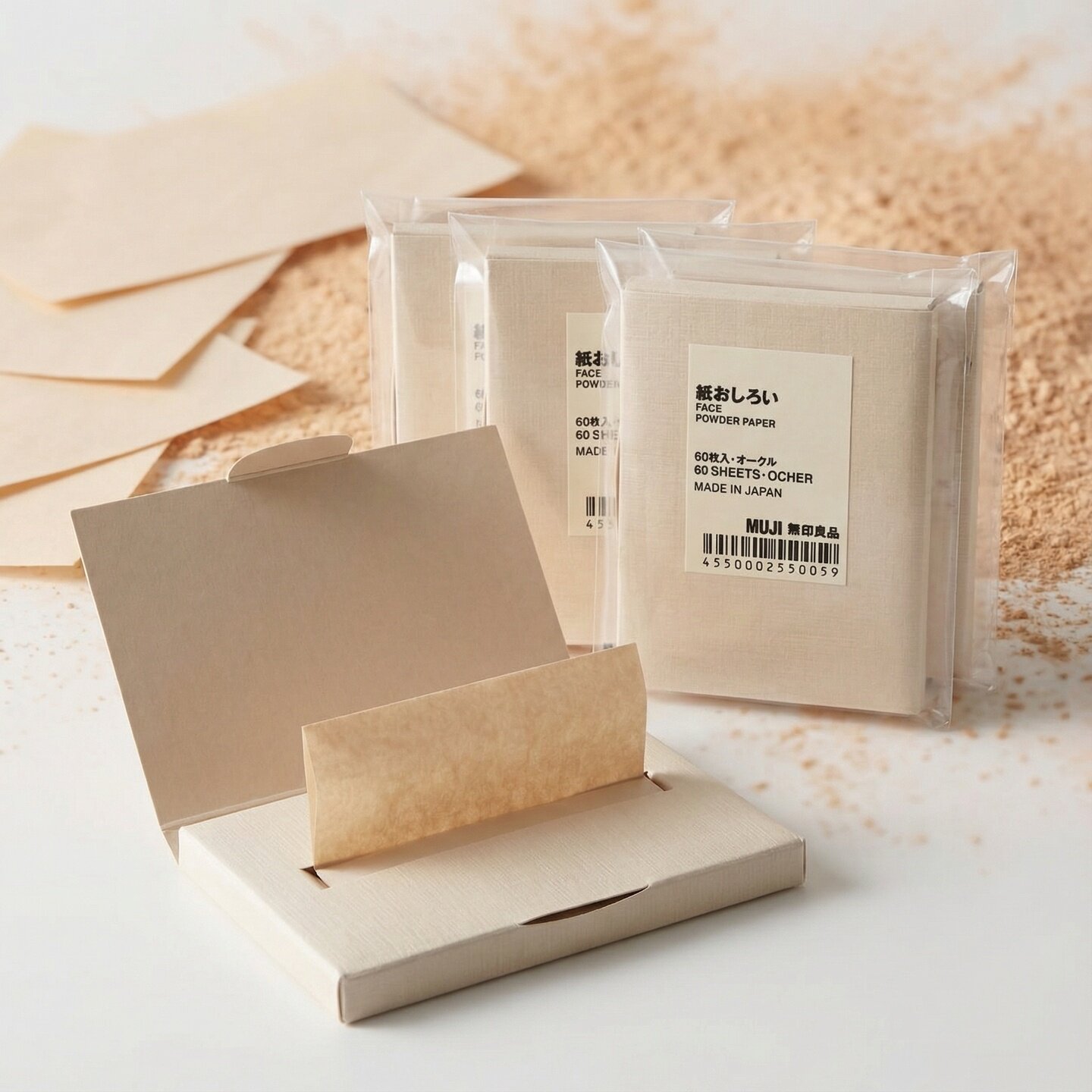 一番 国现 进口日本本土MUJI无印良品吸油纸混麻面部蜜粉散粉面纸