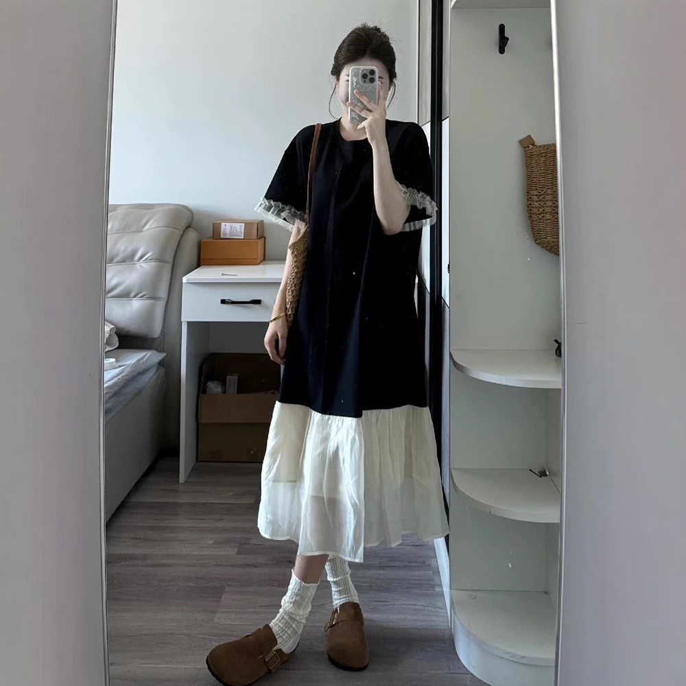 宽松微胖遮肉显瘦连衣裙子长裙女连衣裙