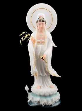 彩釉镶金西方三圣阿弥陀佛汉白玉