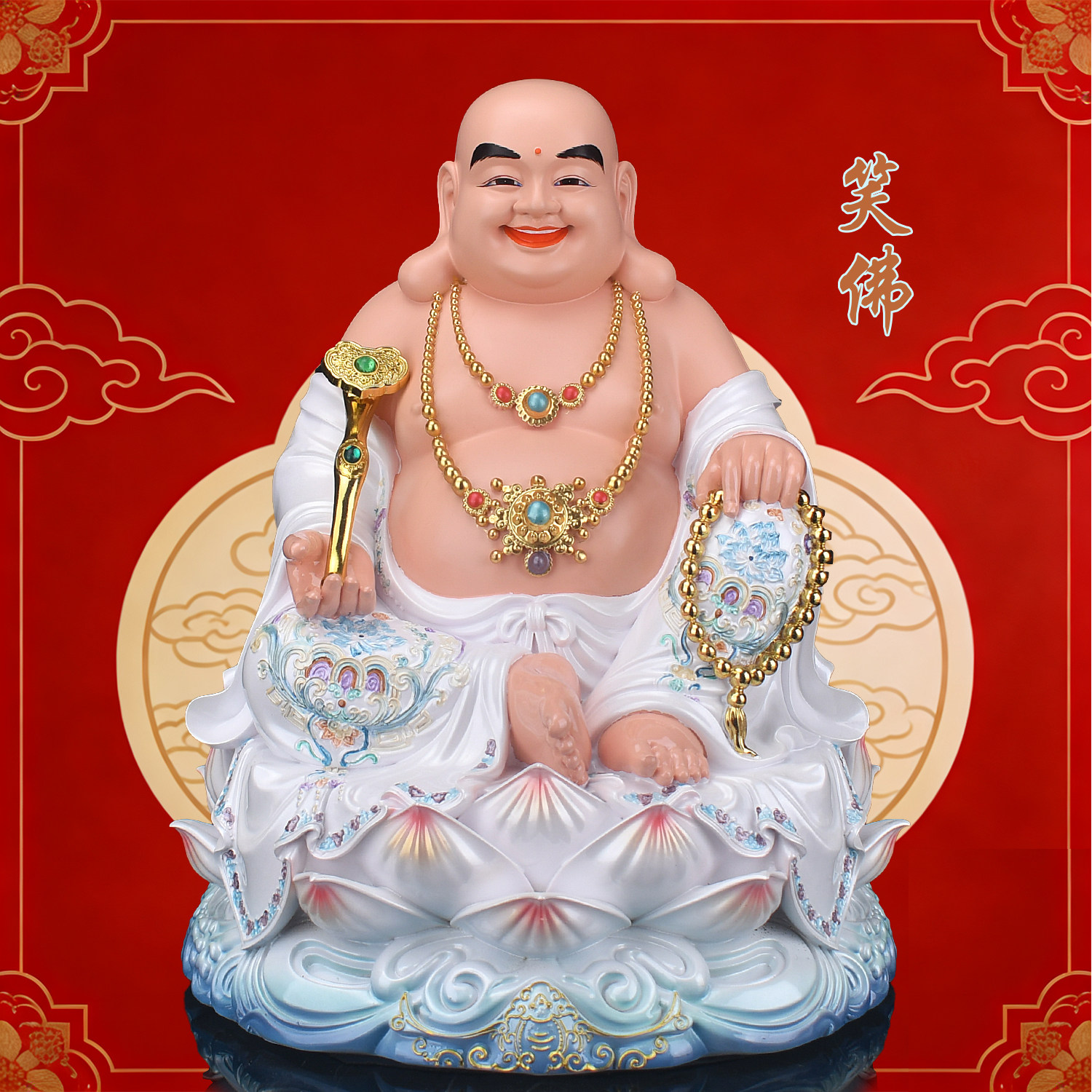 新中式树脂弥勒佛像摆件纯手工