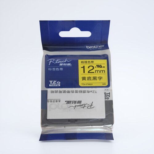 兄弟原装12mm黄底黑字标签色带