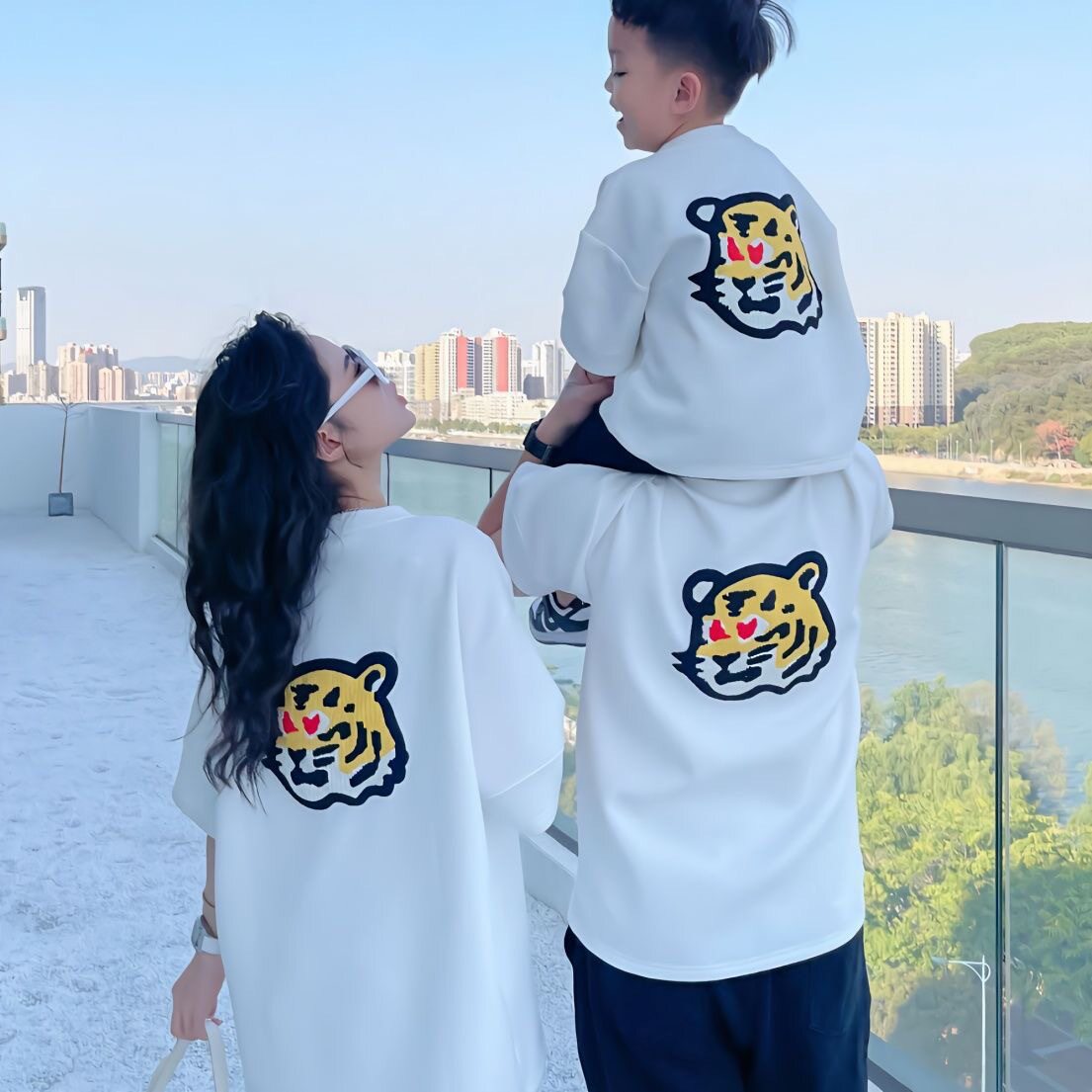 纯棉亲子装夏装一家三口2024亲子装/亲子时装