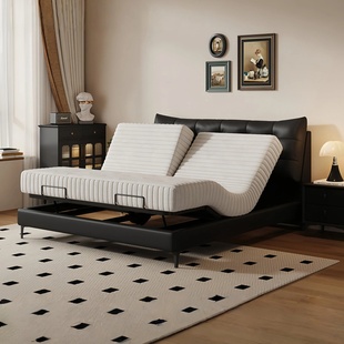 大黑熊全自动智能电动升降床主卧多功能分体式 互不干扰主卧真皮床