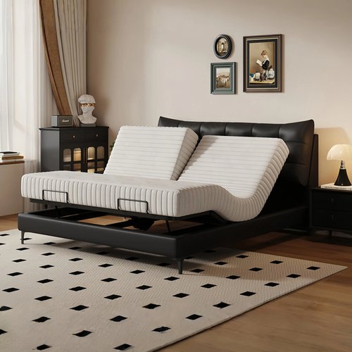 【多功能静音】大黑熊智能真皮床