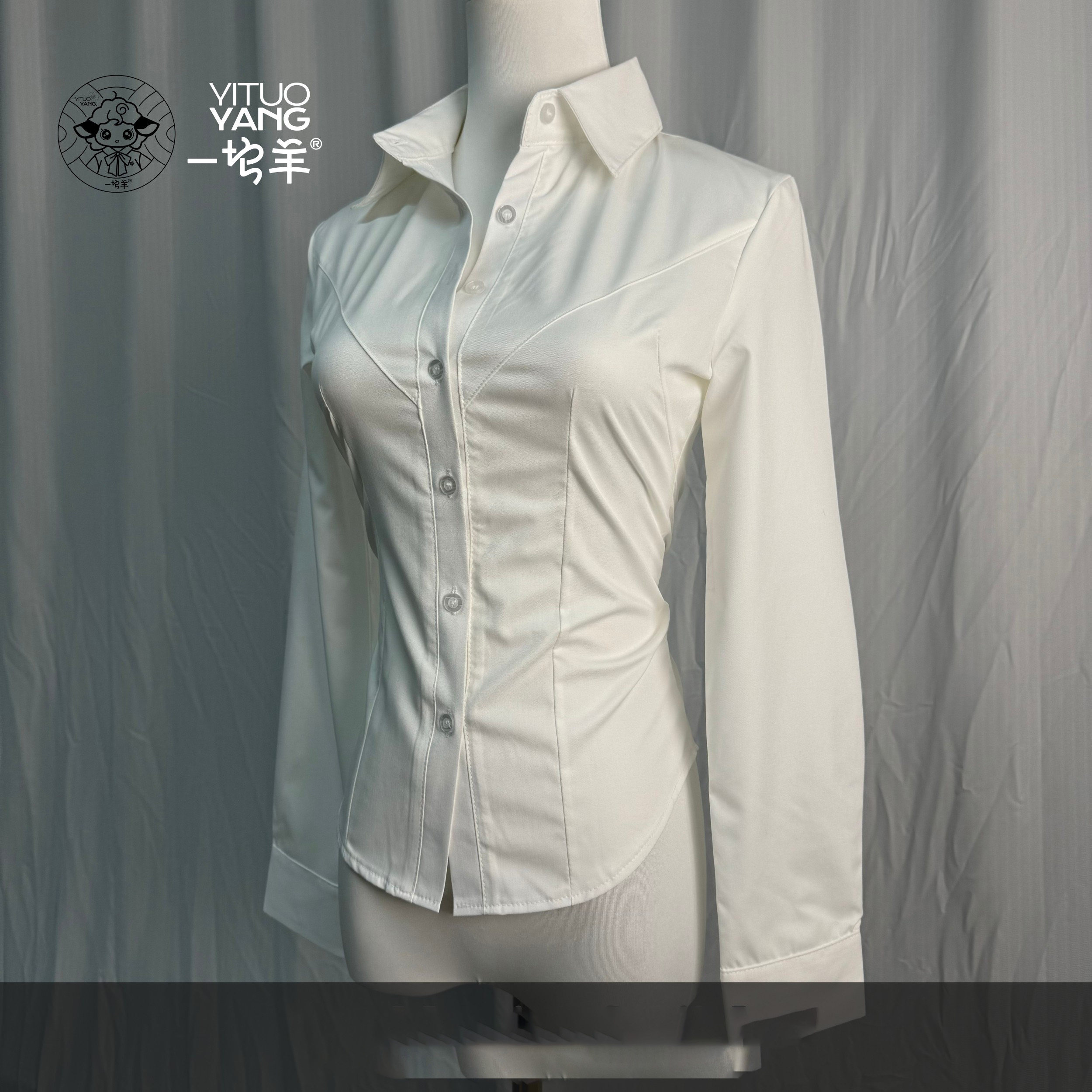 白色衬衫女设计感小众法式掐腰紧身衬衣jk制服修身显瘦纯欲上衣