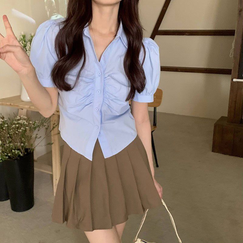 短袖遮肚子修身显瘦胖mmpolo领