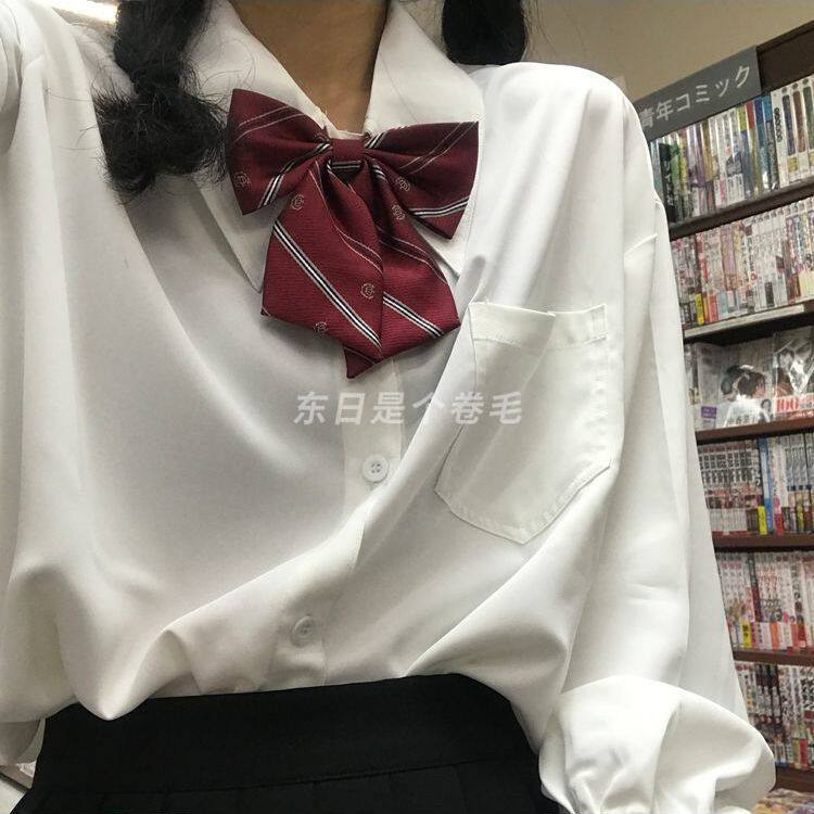 叠穿高品质宽松法式小众女长袖衬衫春季打底翻领小个子蝴蝶结上衣