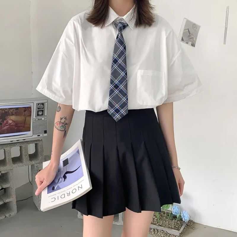 学院风白色衬衫自制面试正装简约直筒学生基础款女内搭衬衣jk制服