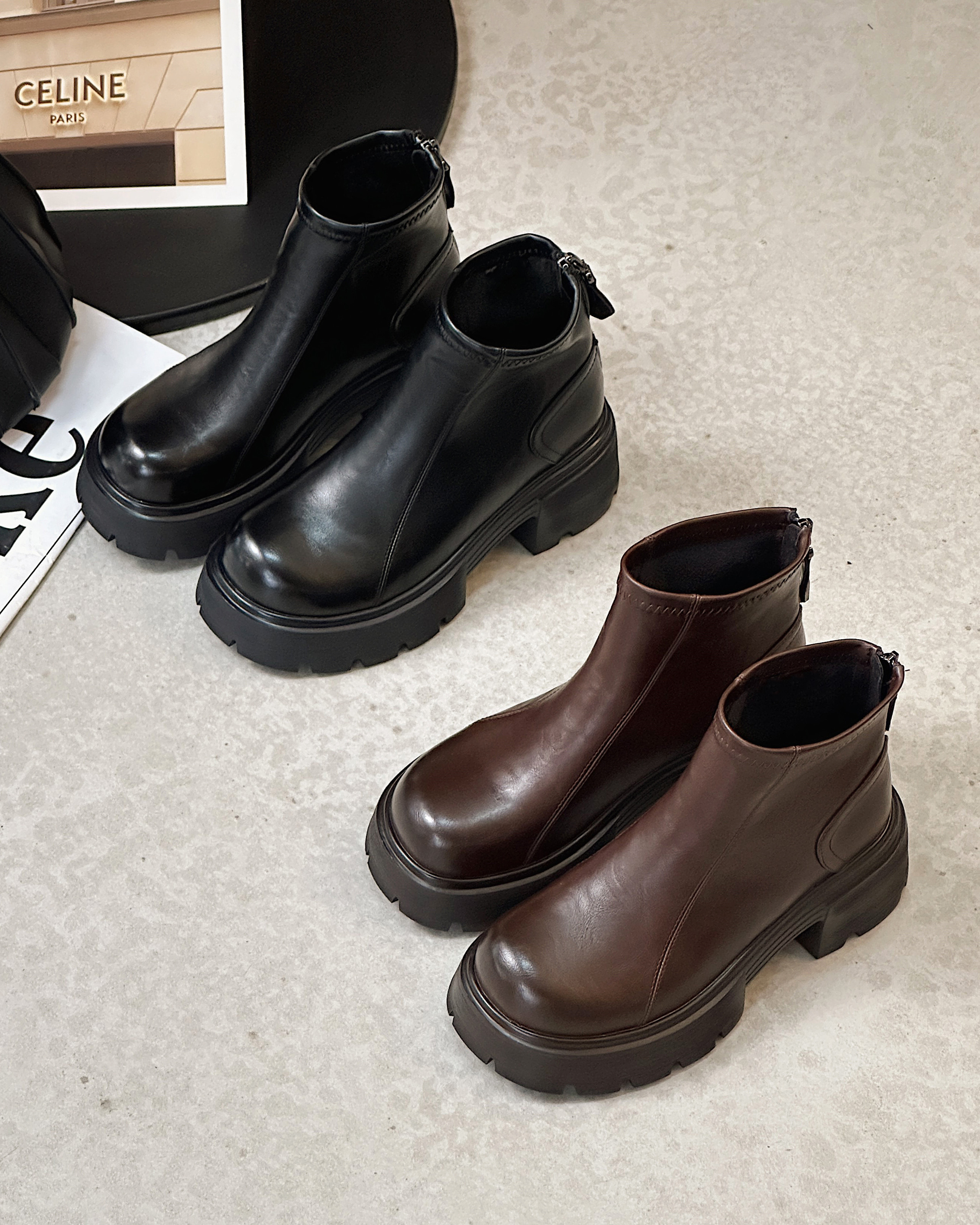 百莉萱女鞋2025年秋季新款切尔西靴女轻便舒适软底休闲增高单鞋