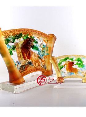 琉璃雄风酒柜客户生日礼品摆件