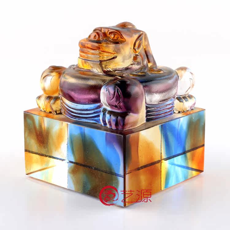 琉璃神州玉玺印章摆件创意时尚家居装饰品办公桌摆设个性定制刻字