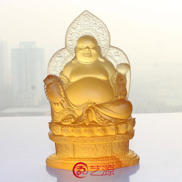 琉璃富贵弥勒佛像风水供奉摆件招财镇宅公司开业开张家居装饰品