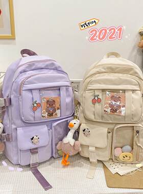 开学季日系原宿风透明双肩包少女