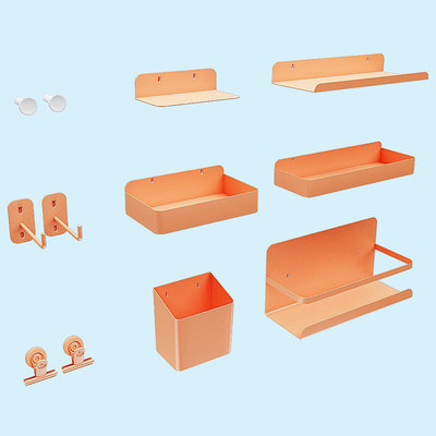 洞洞板专用配件diy挂钩置物架收纳盒笔筒圆孔可磁吸贴金属书桌面