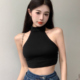紧身显瘦内搭无袖 甜辣妹露肩挂脖吊带背心女夏季 纯欲短款 上衣外穿