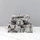 饰盒摆件卧室梳妆台家居装 欧式 轻奢黑白条纹马毛首饰收纳盒装 饰品