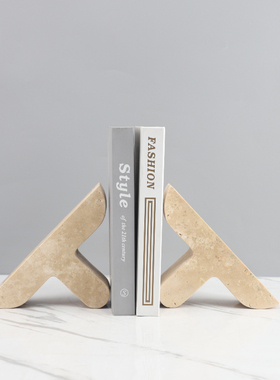 天然黄洞石人字型书档书立摆件