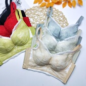 莲依璐3579乳胶杯中厚无钢圈文胸侧比加宽收副乳防下垂聚拢内衣女