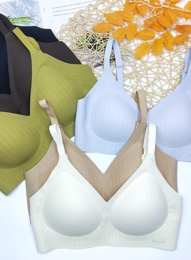 亦巧8037简约果冻条透气无钢圈内衣女薄小胸无痕裸感微聚拢文胸罩