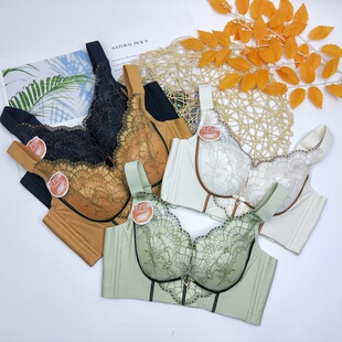 婵娟鸟8857托玛琳按摩无钢圈文胸女小胸中厚调整型防下垂聚拢内衣