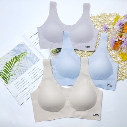 赛芬8008简约无痕乳胶固定杯背心式运动内衣女无磁无钢圈聚拢文胸