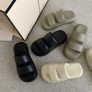 户外防滑休闲eva增高跟厚底沙滩拖鞋创意双带情侣凉拖鞋男女夏季