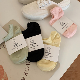 防滑硅胶时尚 学生棉袜短袜少女心简约日系ins隐形船袜女春夏 新款