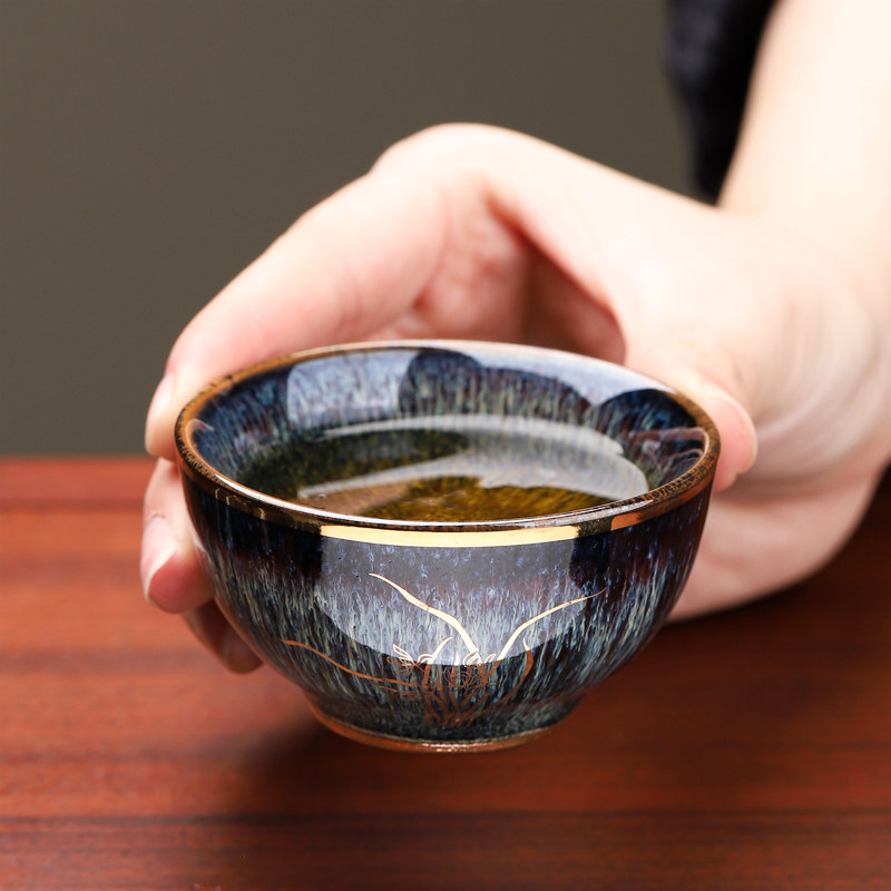 窑变主人杯陶瓷建盏窑变天目釉茶茶杯