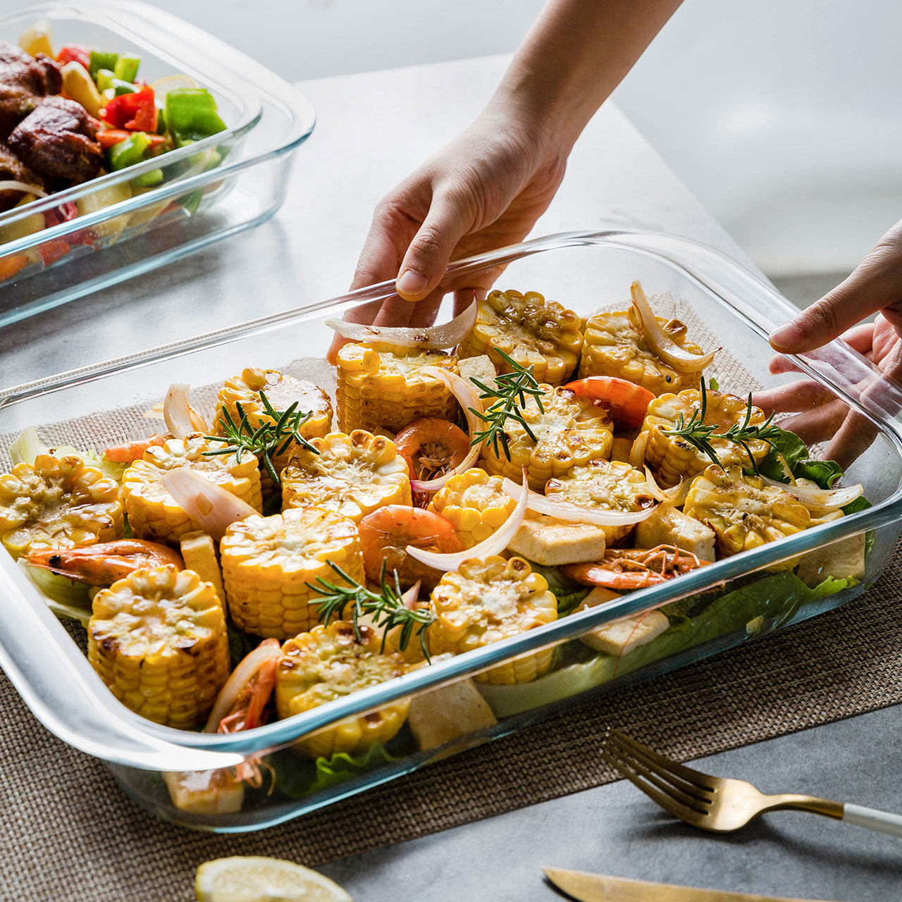 玻璃烤盘烤箱专用器皿微波炉专用烤鱼盘烧烤盘家用烤肉盘水果餐盘