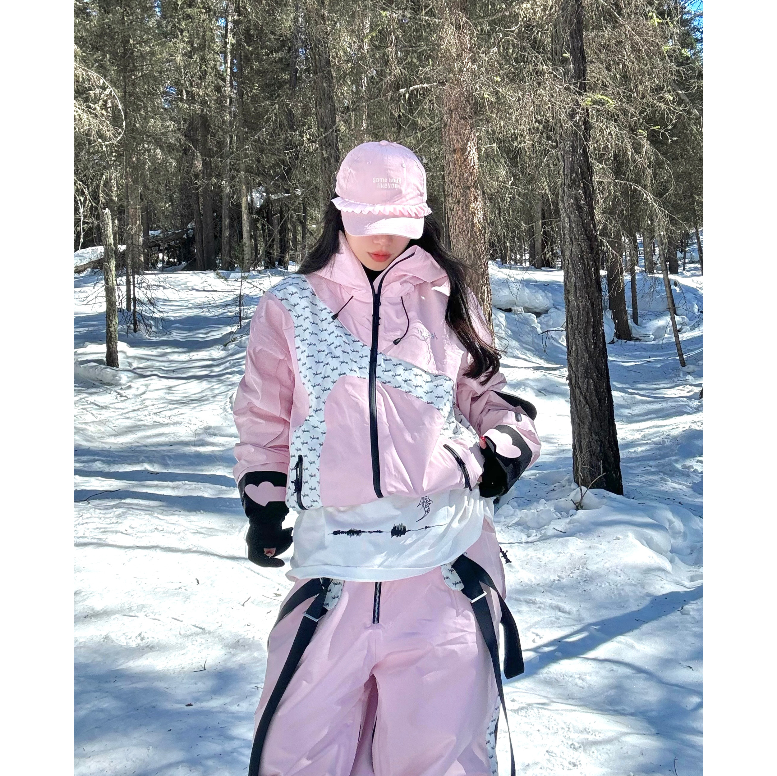 滑雪服WELEM粉色3L全压胶防水