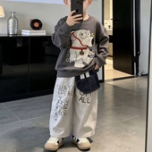 男童宝宝帅气印花卫衣休闲字母阔腿裤 2025秋季 套装 韩版 两件套 新款