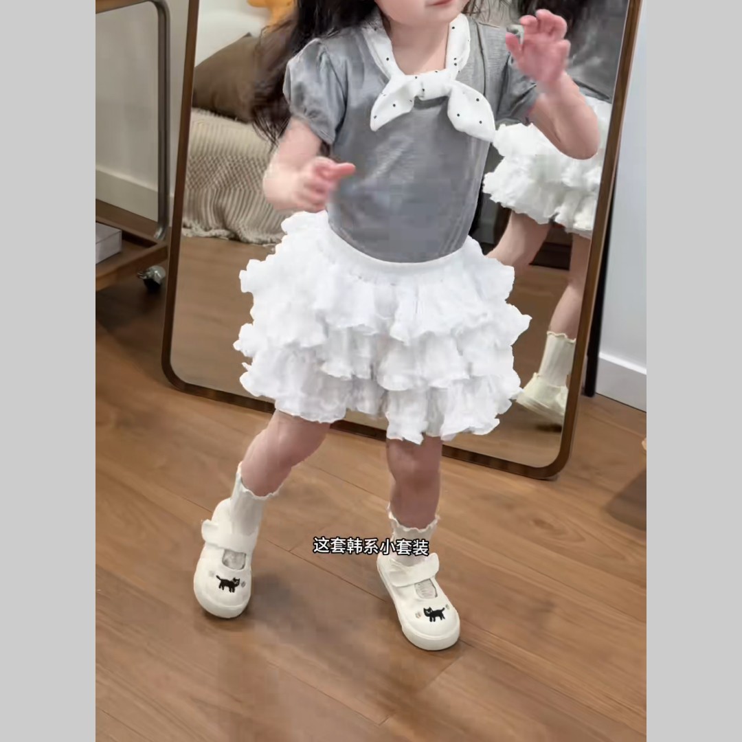 女童夏季短袖T恤裙子套装2026新款儿童韩版洋气时髦半身裙两件套