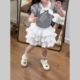 儿童韩版 女童夏季 2026新款 T恤裙子套装 洋气时髦半身裙两件套 短袖