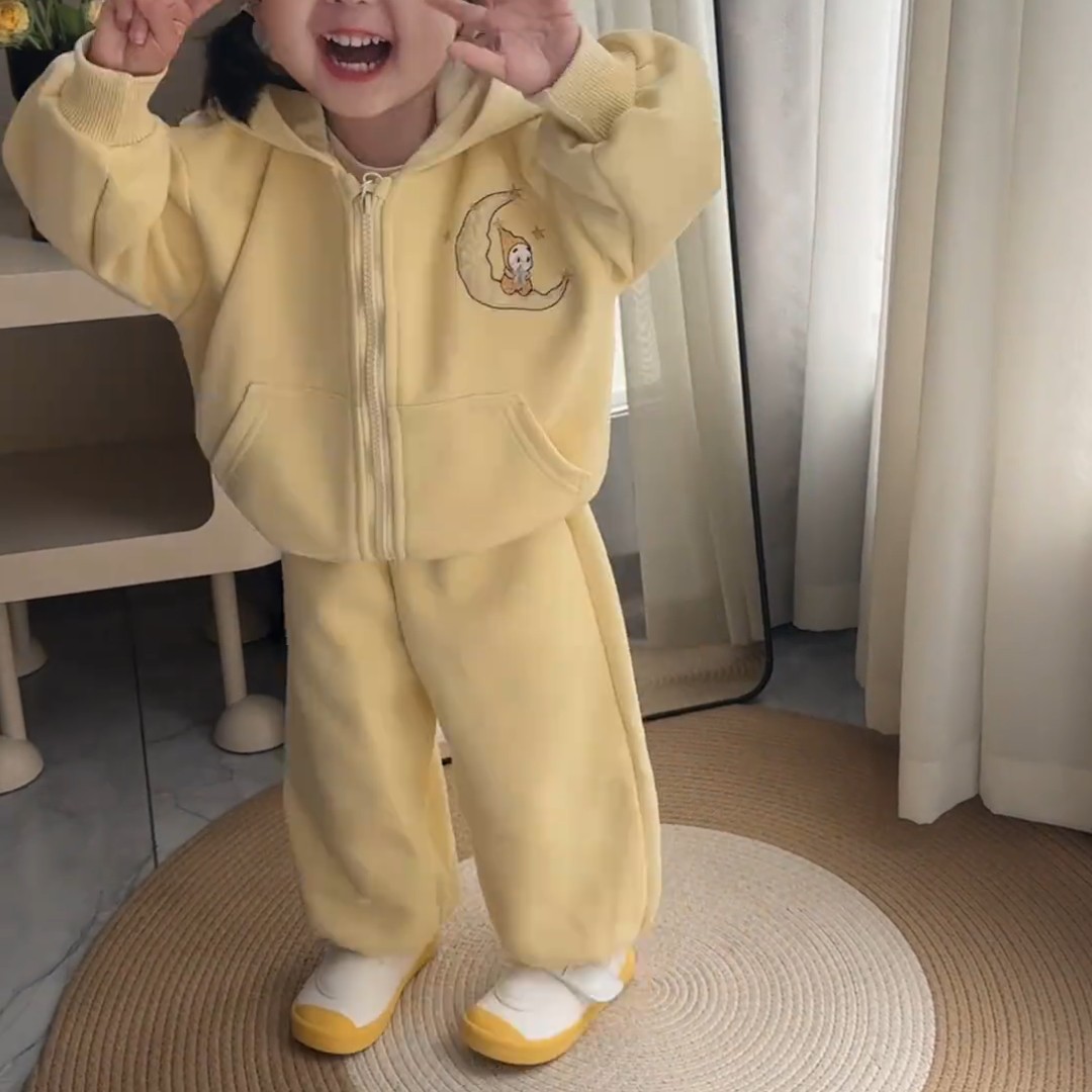 女童套装春装2026新款洋气宝宝连帽卫衣裤子儿童春秋季衣服小童装