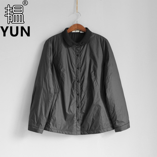外套 YUN韫2025冬季 极简设计刺绣翻领单排扣夹棉衬衫 女装 6026 新品