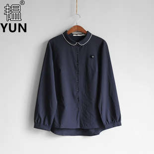 女衬衫 镶边花领通勤淑女单排扣气质长袖 3916 女装 YUN韫2024秋新品