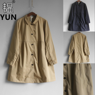 秋季 女风衣 女装 韩版 2226 翻领单排扣纯色腰节收绉中长款 YUN韫春季