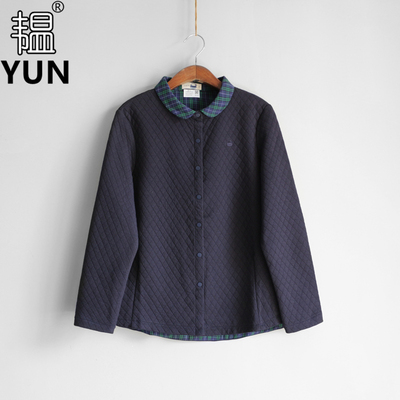 韫简约短款夹棉拼色领气质女外套