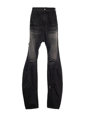 【限时特卖-不退不换】ADER ERROR 褪色刺绣猫须效果宽松牛仔裤