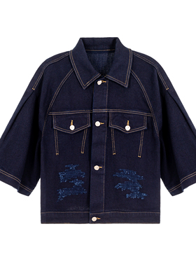 【限时特卖-不退不换】ADER ERROR 宽松短款插肩半袖牛仔外套