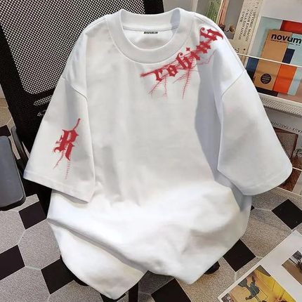 Foreign trade clearance sale ~ Recalling and bargain hunting for niche design letter print casual round neck new hot-selling pure cotton short-sleeved T-shirt