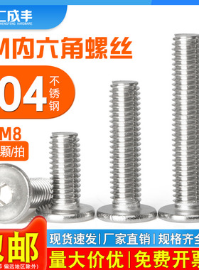 304不锈钢平头内六角螺丝薄头螺钉CM电子小螺丝钉M2M3M4M5M6M8