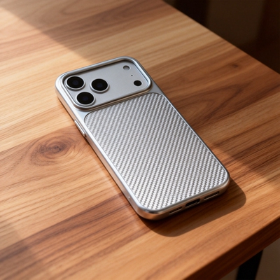 电镀磨砂内置磁吸碳纤纹硬壳