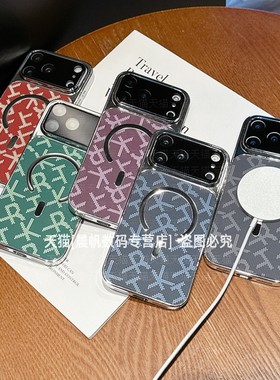 适用苹果17promax手机壳iPhone16por潮牌字母iph15磁吸式apple14电镀ip13带镜头膜12pormax个性air全包硬壳pm