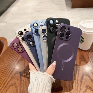 适用苹果16pro手机壳iphone15max新品apple14无边框ip13强力磁吸iph11半包12por硬壳pm超薄肤感磨砂p夏季plus