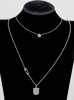欧美时尚满钻银色双层项链锁骨链