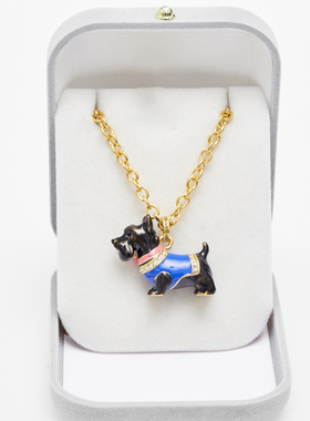 彩釉黑色立体长款毛衣项链