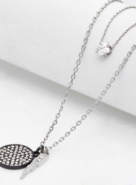 juicy一款多戴圆牌闪电锆石项链